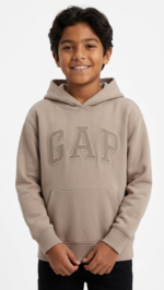 Polera GAP Kids Beige con Capucha y Logo Bordado para Niño