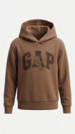 Polera GAP Kids Café Marrón con Capucha y Gráfico de Osito - Imagen 2