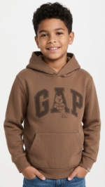 Polera GAP Kids Café Marrón con Capucha y Gráfico de Osito