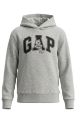 Polera GAP Kids Gris Claro con Capucha y Logo Osito Niño - Imagen 2