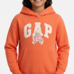 Polera GAP Kids Naranja Coral para Niña con Capucha y Gráfico de Osita