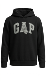 Polera GAP Kids Negra con Capucha y Gráfico de Osito - Imagen 2