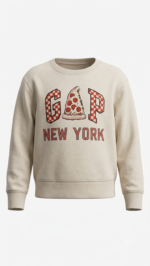 Polera GAP Kids Crema – Edición New York Pizza Cuello Redondo - Imagen 2
