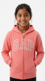 Polera GAP Kids Rosa Salmón para Niña con Cremallera y Capucha