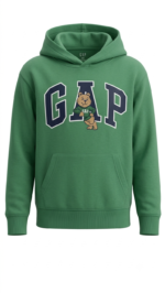 Polera GAP Kids Verde con Capucha y Gráfico de Osito - Imagen 2