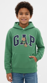 Polera GAP Kids Verde con Capucha y Gráfico de Osito