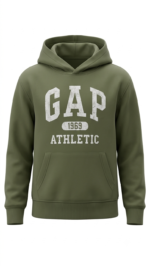 Polera GAP Kids Verde Olivo para Niño con Capucha – Estampa Vintage 1969 Athletic - Imagen 2