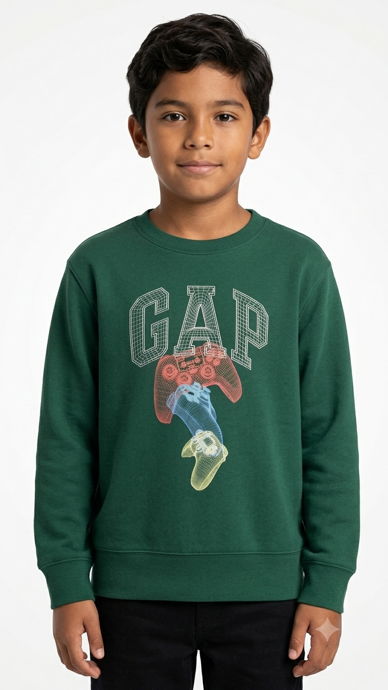 sudadera-gap-kids-verde-videojuegos-nino Polera GAP Kids Verde Cuello Redondo para Niño - Imagen 1