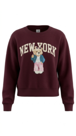 Polera GAP Kids Vino Cuello Redondo para Niña – New York y Gráfico de Osita - Imagen 2