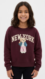Polera GAP Kids Vino Cuello Redondo para Niña – New York y Gráfico de Osita