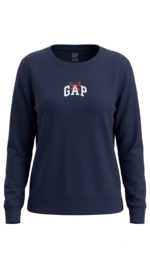 Polera GAP Mujer – Azul Marino con Cuello Redondo y Mini Logo Central - Imagen 2