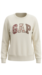 Polera GAP Mujer – Crema con Cuello Redondo y Logo GAP en Parches - Imagen 2