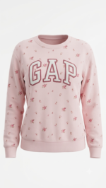 Polera GAP Mujer – Rosa Pastel con Estampado Floral y Cuello Redondo - Imagen 2