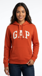 Polera GAP Roja con Capucha y Logo Clásico Blanco