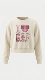 Polera GAP para Niña – Crema con Cuello Redondo y Gráfico "I Love GAP" Corazón - Imagen 2