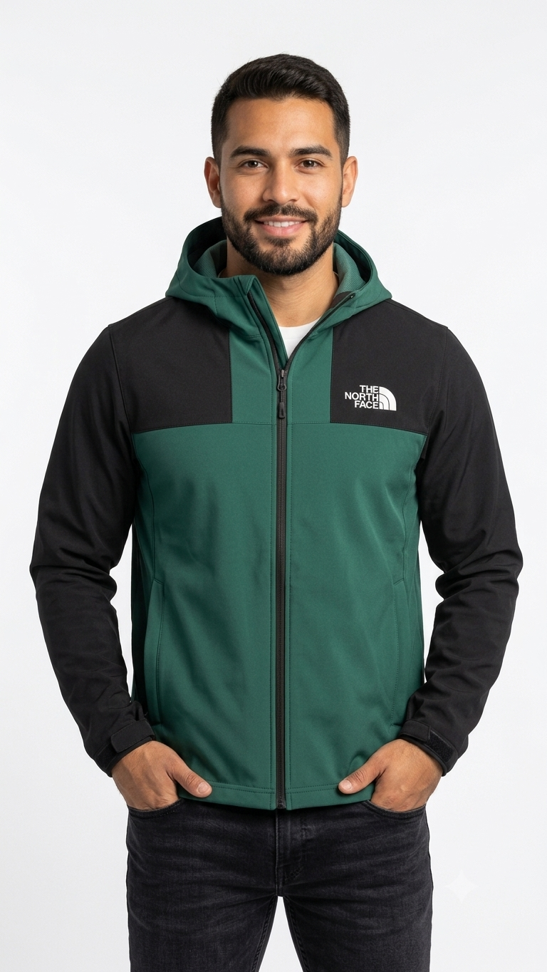the-north-face-casaca-cortaviento-hombre-verde-bosque-negro The North Face Casaca Cortaviento con Capucha para Hombre Verde Olivo y Negro - Imagen 1