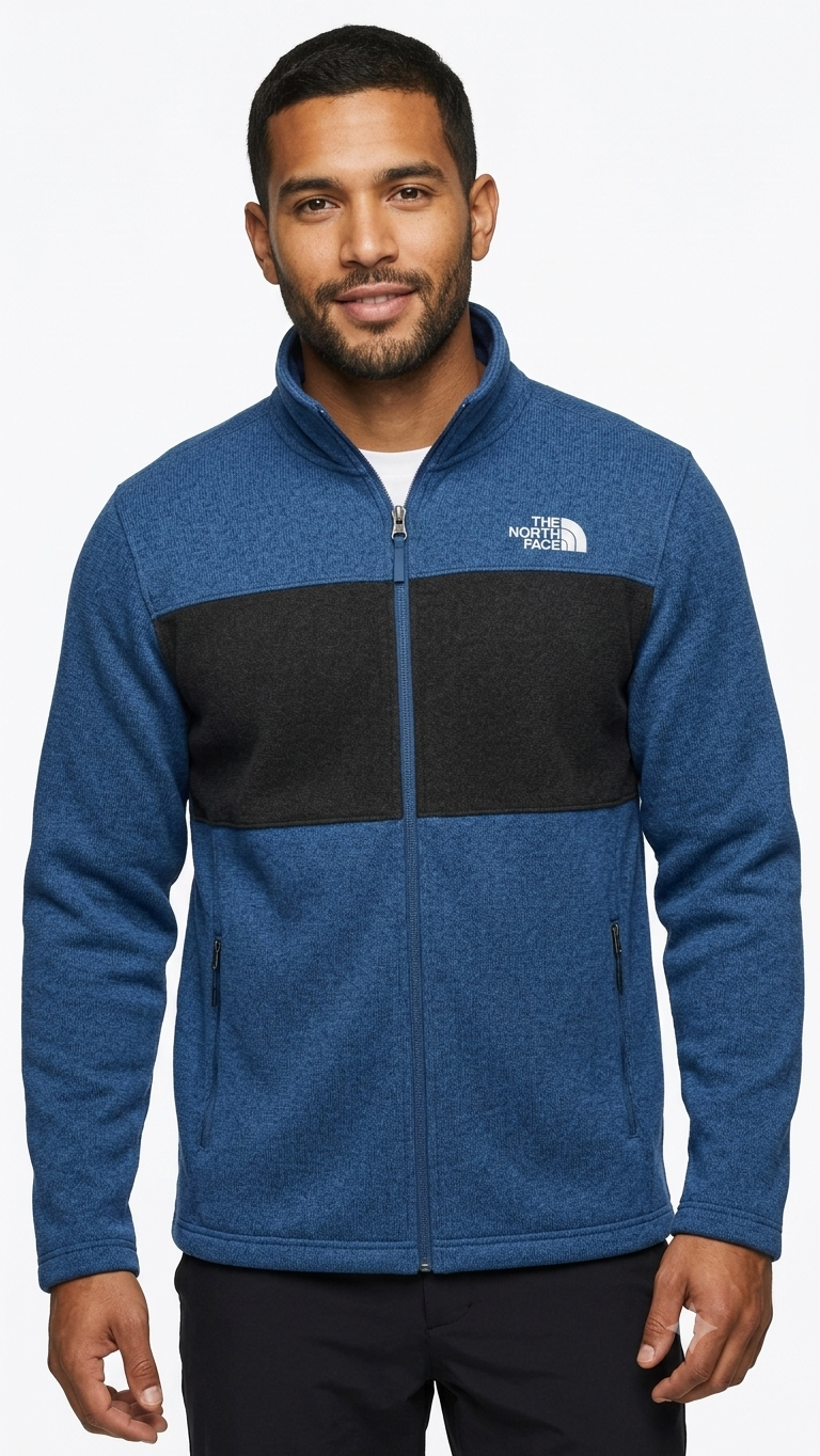 the-north-face-casaca-polar-hombre-azul-melange-bloque-color The North Face Casaca Polar con Cierre Completo y Bloque de Color para Hombre Azul - Imagen 1