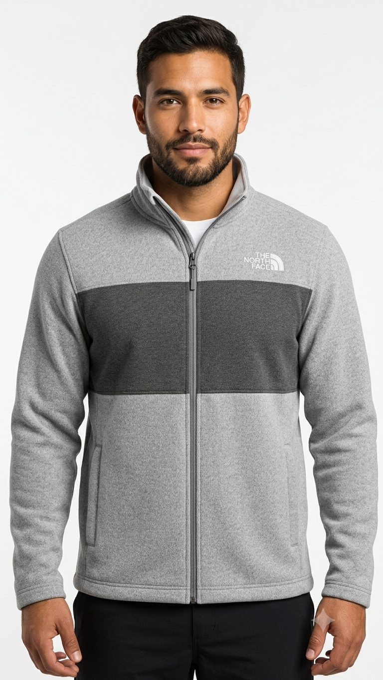 the-north-face-casaca-polar-hombre-gris-melange-bloque-color The North Face Casaca Polar con Cierre Completo y Bloque de Color para Hombre Gris - Imagen 1