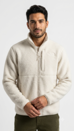 The North Face Casaca Polar Sherpa Cierre Completo Blanco Crema
