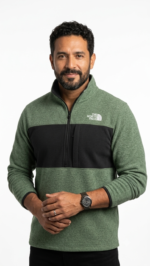 The North Face Polerón Polar de Medio Cierre y Bloque de Color para Hombre Verde Melange