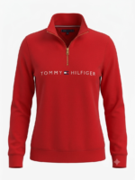 Tommy Hilfiger Polerón de Medio Cierre con Logotipo Bordado para Mujer Rojo - Imagen 3