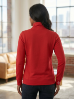 Tommy Hilfiger Polerón de Medio Cierre con Logotipo Bordado para Mujer Rojo - Imagen 2